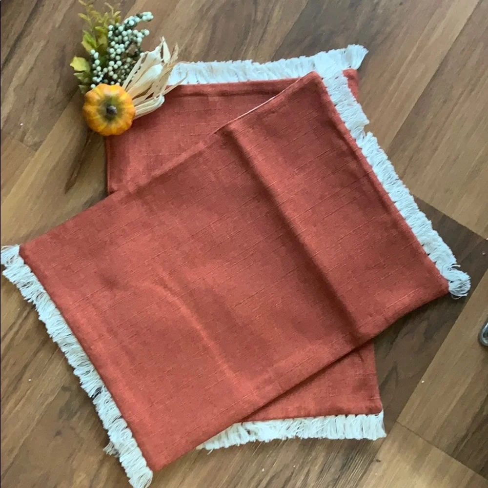 Hostpick Copper‎ orange fringe placemat table linen